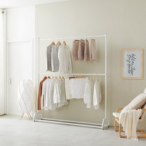 카멜드 아기 옷 행거 2단 이케아 유아 어린이 키즈 베이비 스탠드 옷걸이, 화이트