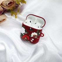 와우박스 주문제작 민화 꽃과 나비 낙관 도장 에어팟 버즈 무선 이어폰 케이스, 무광 하드케이스, 버즈(밑판 흰색)