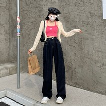 DFMEI 허리 조절 가능한 디자인 청바지녀 가을