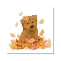 모모픽스페인팅 DIY명화그리기 40X40cm 가을 강아지 물감2세트