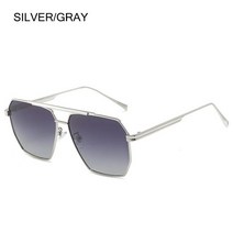 Eyewear Oversized Sun Glasses Lightweight Men's Metal Frame Polygon, 09 SILVER-GRAY