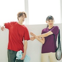 디작소 여성 UV컷 드라이 반팔 라운드 단체 커플 빅사이즈