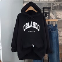 상상그이상 여성용 국내제작 올란도 후드 간절기 탄탄한 쭈리면 자수 빅레터링 포인트 루즈핏 편안한 데일리 기본 후드티 꾸안꾸룩