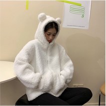 [셀럽비아] 3컬러 곰돌이 퍼 후드 후리스 집업 점퍼