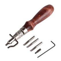 가죽공예재료 가죽공예키트 카드지갑DIY 7In 1 Set 다기능 수제 가변 가죽 그루버 스티칭 및 Edger Tool, 01 7 in 1 trencher, 한개옵션1