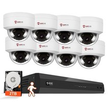 Anpviz 5MP 8채널 IP PoE 보안 카메라 시스템 스마트 휴먼 감지 기능 2TB HDD가 있는 8CH 4K PoE NVR 유선 5MP PoE 돔 카메라 8개 오디오, 8pcs IP Camera System