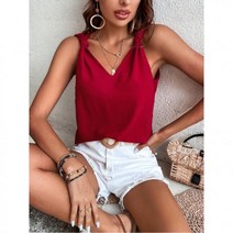 민소매블라우스 SHEIN Unity 솔리드 어깨 매듭 블라우스303514