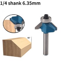 1/4 샹크 45도 모따기 가장자리 라우터 비트 베벨 플러시 트림 목공 저렴한 밀링 커터 도구, [07] 7I8
