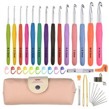 코바늘뜨기 세트 패키지 혼자놀기 뜨개질 바늘 크로쉐 Loen 39 개대 후크 믹스 14, 핑크색