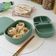 주방소품 실리콘 도시락 용기 3칸 나눔 찬통 냉장고 정리 그릇, 그레이