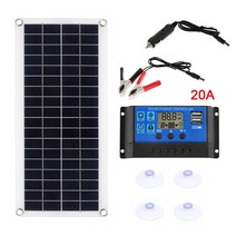 태양광 패널 발전기 모듈 판넬 캠핑용 미니 가정용 1000w 태양 전지 12v 태양 전지 10a-60a 컨트롤러 태양 전지 전화 rv 자동차 mp3 패드 충전기 야외 배터리, 20a 컨트롤러 포함, 1개