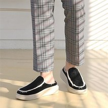 남성 털 키높이 따뜻한 스웨이드 블로퍼 심플 슬리퍼
