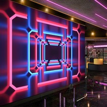포토 스팟 벽지 인테리어 카페 노래방 주점 맞춤 주문 제작 3d 입체 공간 확장 기술 감각 벽지 전자 스포츠 라이브 방송 배경 사이버 펑크 ktv 바 장식 벽지, 텍스처 원활한 섬유 천 한 사각형