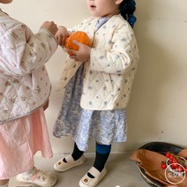 도오빠 아동 점퍼 겨울재킷 누빔 숏패딩 여아용 꽃무늬 키즈 겨울점퍼 어린이