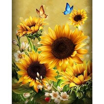 지산 DIY 보석십자수 (캔버스형) 50x40cm, AD41 금빛햇살 해바라기