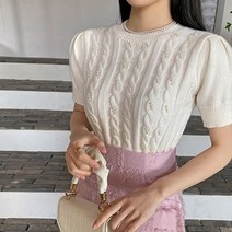 빈스홀릭 러블리 진주 비즈 라운드 니트
