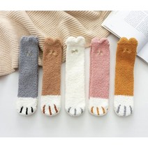 자수 수염 고양이 수면양말 보들보들 수면양말(5켤레 - 1세트 )