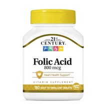 21세기센트리 폴릭 애시드 800mcg 이지 투 스왈로우 타블렛, 180정, 1개, 180정
