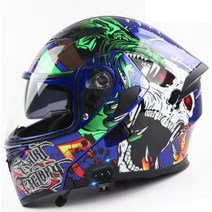 블루투스 시스템 헬멧 바이크 배달용 3XL 오픈페이스 하이바 핼맷, 블루데블