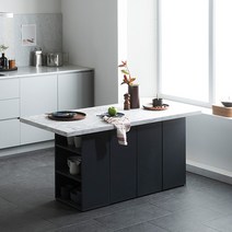 상일리베가구 일마레 아일랜드 2인 4인 6인 수납 아일랜드식탁, 2)아일랜드 수납 4인 식탁_마블스타일+스틸그레이