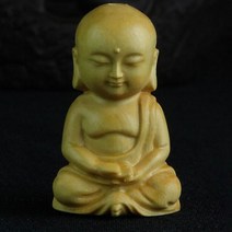 부처님 동상 나무 석가모니 회양목 공예 자동차 홈 인형 장식 작은 명상 스님 DIY 펜던트 만들기, 40mm x 20mm, 4