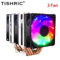 프리즘쿨러 무소음 쿨러 tishric 46 히트 파이프 cpu 쿨러 팬 라디에이터 4, 3 팬 6 히트 파이프, LGA115x1200-1366-775