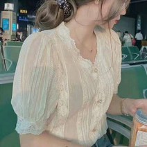 보물SHOP 중년 레이스 여름 데일리 블라우스