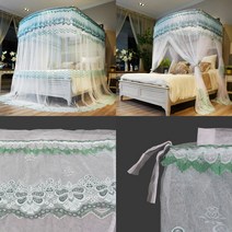 마트498 캐노피 침대 모기장 150X200 그린 예쁜모기장 신혼부부선물 모기장쉘터 킹 침대텐트 모기망