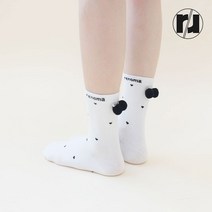 [레노마] 여성 쁘띠 폼폼 중목 양말 RM2611 5족, RM2611_쁘띠폼폼_화이트_5족