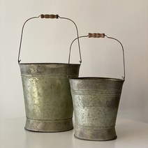 빈티지 양철 손잡이 롱바스켓, L