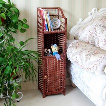 모던 심플 우드 원목 수납장 침실 거실 소파 옆 코너 선반, 커피색 27x27x100cm