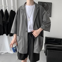 반팔 블레이저 7부 마이 여름 아우터 남자 자켓 남성 오피스룩 가을 시원한 오버핏 하객룩 정장