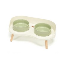 강아지 밥그릇 고양이 애견 식탁 식기 도자기 세라믹 물그릇 높이 수반 2구, (식탁)피스타치오 그린 / 7cm_(도자기)피스타치오