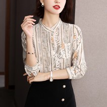 넷투넷코리아 여성 라운드넥 루즈핏 빈티지 스트라이프 블라우스