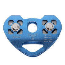 30KN 짚라인 클라이밍 듀얼 풀리, 블루, 알루미늄 합금