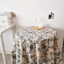 청년리빙 북유럽 빈티지 플라워 테이블보, 100 x 150cm, 빈티지 블루 플라워