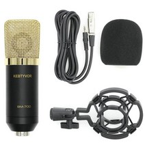 Bm700 컴퓨터 마이크 유선 콘덴서 사운드 녹음용 충격 마운트가있는 가라오케 마이크 braodcasting bm-700 mic pk 800, 검은색
