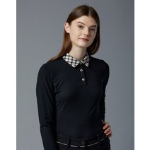 22FW [DAKS SIGNATURE] 하우스체크 카라 블랙 솔리드 티셔츠 DNTS2D750BK