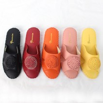 고급 가죽실내화 국화봉합 여성 실내슬리퍼 레자 거실화 6color, 1.블랙
