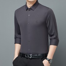 검정색긴팔셔츠 긴소매 남자 23 봄 여름 캐쥬얼 스타일리쉬 카라넥 고퀄리티 감각 약한탄력 와이셔츠 P73 4993933091