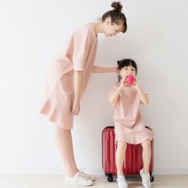 엄마랑 딸이랑 커플룩 여름 핑크 프릴원피스 307