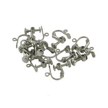 비 피어싱 황동 조절 나사 귀걸이 클립 플랫 후크 DIY 공예, 16mm, 실버