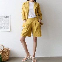 여자 여름 라인 밴딩 바지 린넨 4부 반바지