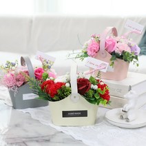어버이날 감사선물 비누꽃 카네이션 벨라코튼 바구니, 그레이핑크
