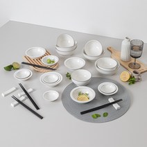 스톤그레이 화이트 도자기 접시 그릇 식기 홈세트, 28P 4인구성 세트