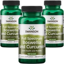스완슨 풀 스펙트럼 보스웰리아 앤 커큐민 300mg 캡슐, 60개입, 3개, 60정