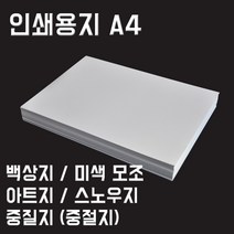 영신종이도매센터 인쇄용지 A4 백상지 모조지 아트지 스노우지 중질지, 백상지_180g_A4_100매, 1팩