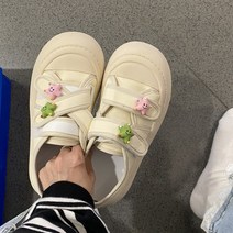 JINYOUQIAN 벨크로 흰신발 통굽 스니커즈 데일리 화이트 슈즈+액세서리