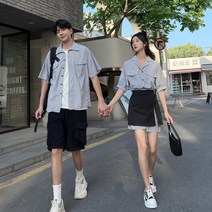 커플시밀러룩 커플룩 스커트 썸머 완전 핫한 셔츠 투피스수트 룰라스커트 사진잘나오는