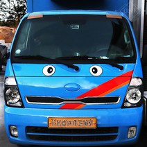 JS automotive 화물차 눈알 대형 스티커 트렁크 전면 후면 데코, 동그란눈_중형_흰테두리, 1개